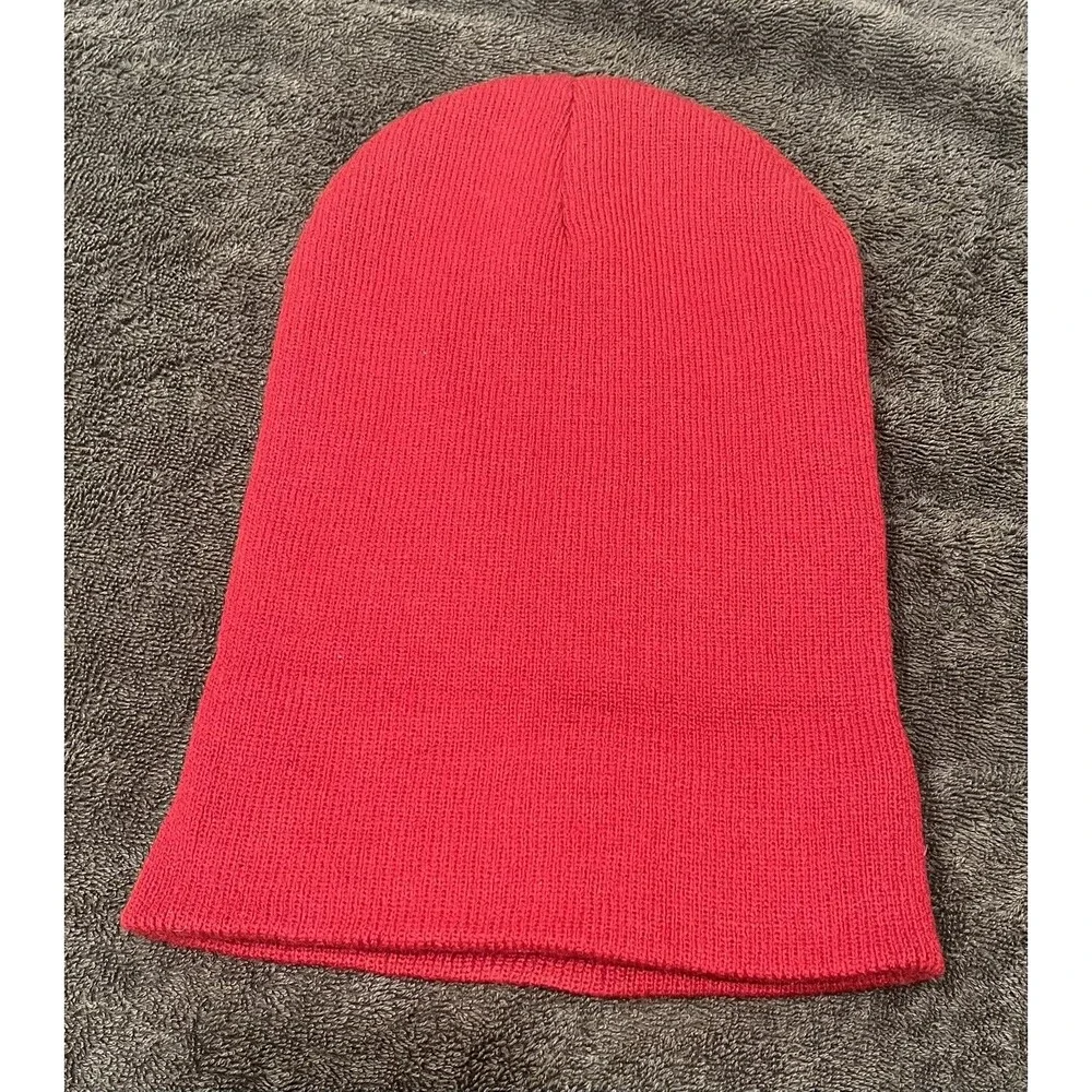 California Republic Red Knit Beanie Toboggan Bear Logo Cuffed Winter Hat OS